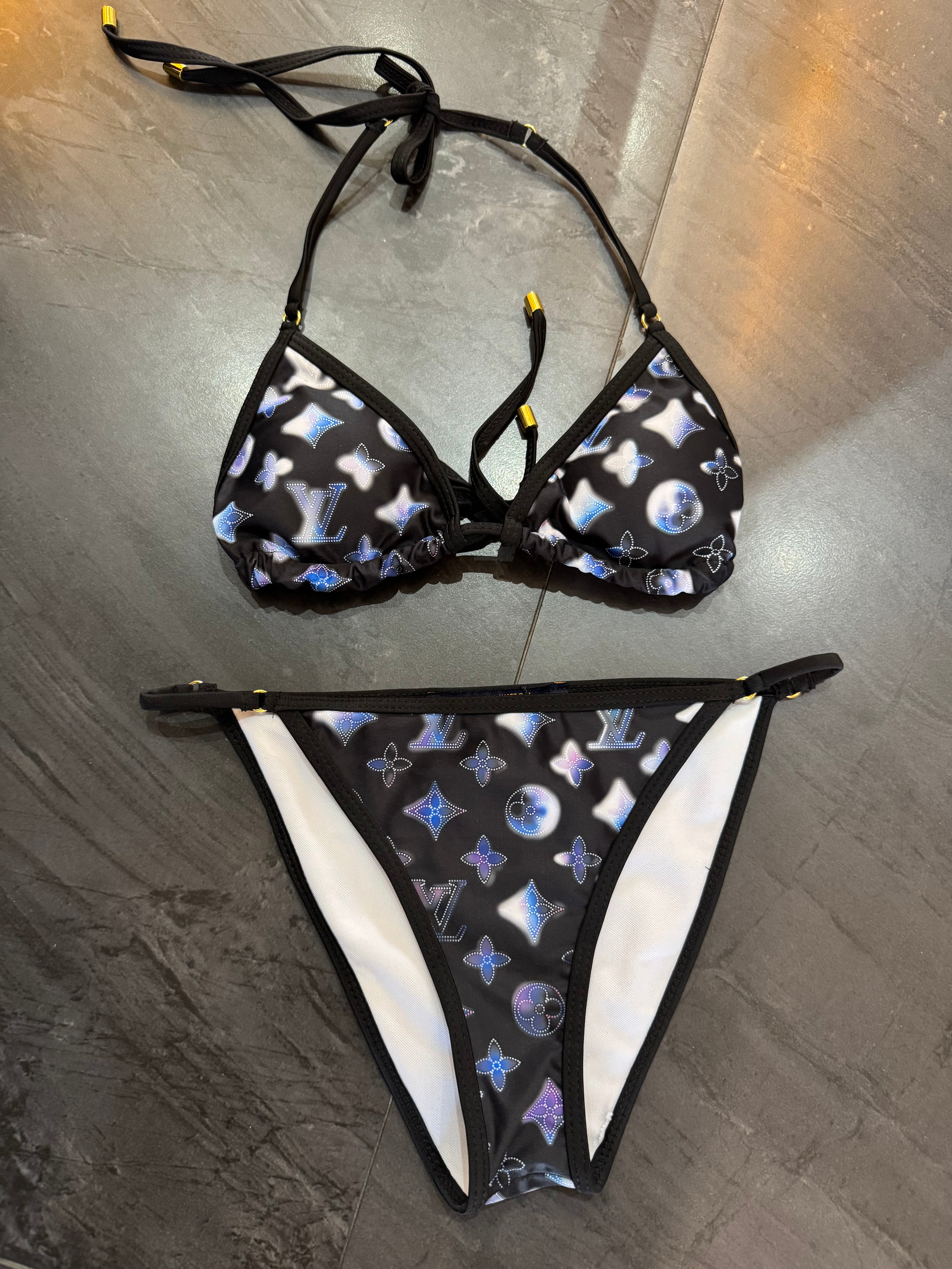 Traje de baño 2 piezas negro/azul